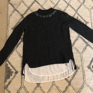 Jeweled collar turtleneck